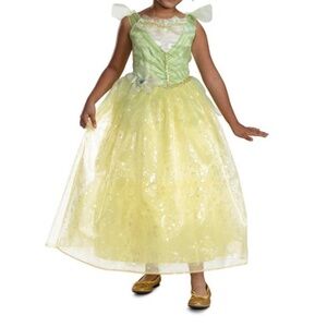 Girls Disney The Princess & The Frog TIANA Deluxe Costume Size 7/8  Dress Up NWT
